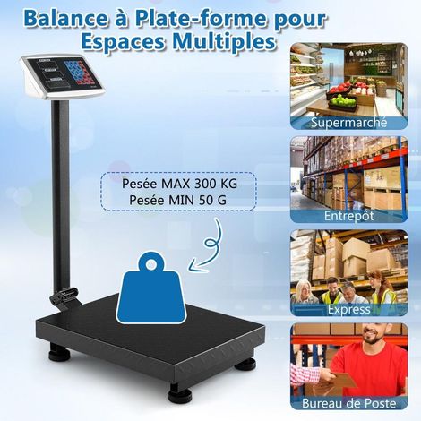 300 kg et 0,05 kg Balance Plateforme Électronique Pesage Commercial et Calcul de Prix Pliable avec Batterie LED (1/5)