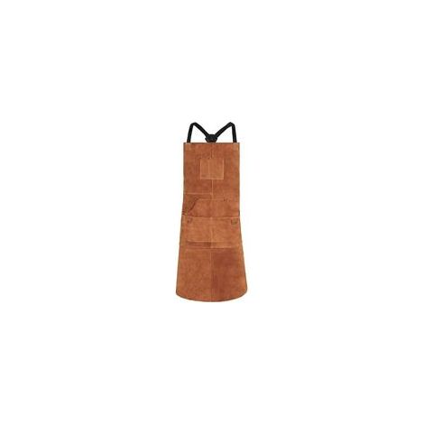 Tablier de Soudure, Tablier de Travail en Cuir de Vachette avec 6 Poches, 24x 36 Tablier de Cuisine Multifonctionnel, Brets Réglables de M à XXL pour Hommes et Femmes (Marron) (1/5)