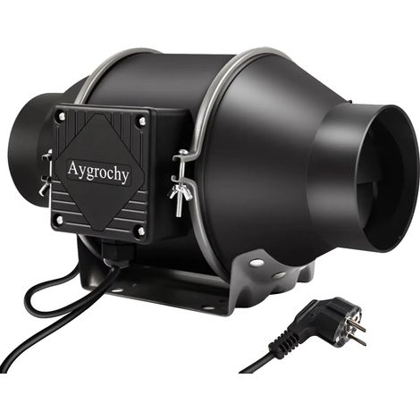 Ventilador de conducto, caudal de aire de 363 m³/h, motor EC para mayor eficiencia energética, color negro, 240 V, UE (1/2)