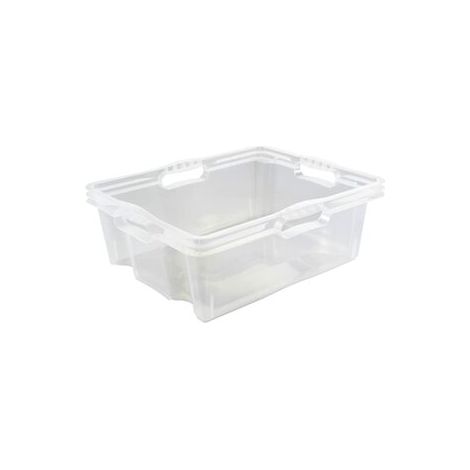 Caja de Almacenaje con Asas Integradas, Tamaño: L, 43 x 35 x 15 cm, 16 l, Transparente