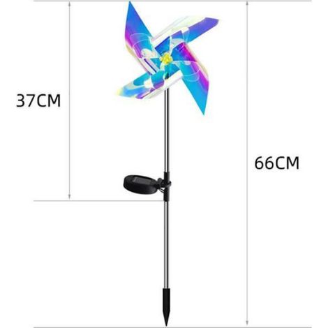 Lampe Solaire Exterieur Jardin - - Moulin à vent rotatif - Multicolore - LED - Energie solaire (1/4)
