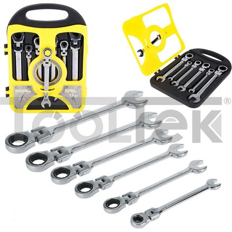 SET 7pz CHIAVI COMBINATE A CRICCHETTO SNODATE SNODO 8-19mm (1/2)