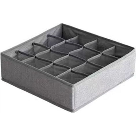 Underwear storage box with drawer dividers, foldable fabric storage box for baby clothes, underwear, ties and socks - dark grey (16 compartments) (1/4)