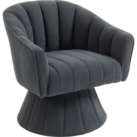 Fauteuil pivotant élégant à 360° avec rembourrage ergonomique de l’assise et du dossier, accoudoirs enveloppants, design moderne et base stable, idéal pour le bureau, le salon ou le télétravail, gris (1/5)