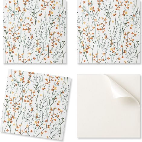 Juego de baldosas de vinilo autoadhesivas con estampado floral para sal贸n, 4x50x50 cm.