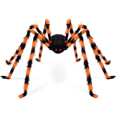 Décorations d'Halloween pour l'extérieur : Araignée géante de 127 cm (50 pouces), fausse araignée poilue et effrayante pour une décoration intérieure ou extérieure de maison hantée. (1/5)