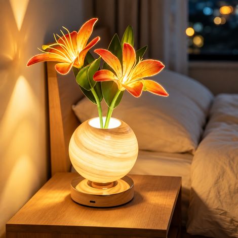Veilleuse LED lys orange Lampe Décorative Planète Rechargeable 12 × 12 × 27 cm 815 g – Livraison gratuite
