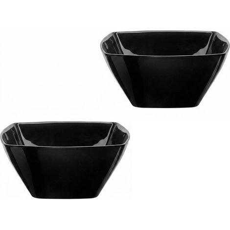 Set 2 Insalatiere Nere Eclissi in Vetro Opale Resistente Quadrate 22cm 205cl Impilabili per Tavola Moderna e Buffet Cene in Piedi Lavastoviglie Microonde Per Insalate Primi Piatti Tavola Mise en Place (1/4)