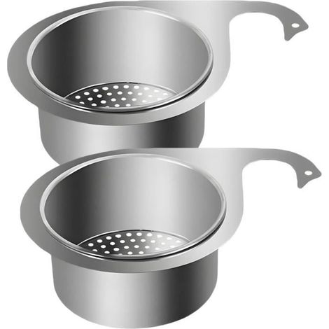 Panier de Filtre d'Évier - Acier Inoxydable - Lot de 2 - Design en Sygne - Anti-colmatage - Facile à utiliser (1/4)