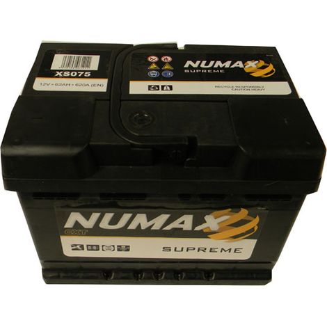 Batterie de démarrage Numax Supreme LB2 XS075 12V 62Ah / 620A (1/2)