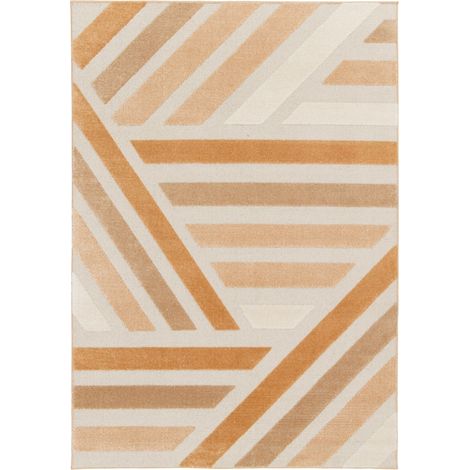 BRELA GEO - Tapis doux à relief graphique moderne orange 160x230 (1/5)