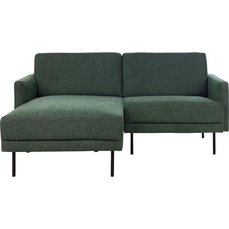Corner Sofa 2 Seater BREDA Fabric Dark Green Right Hand (1/5)
