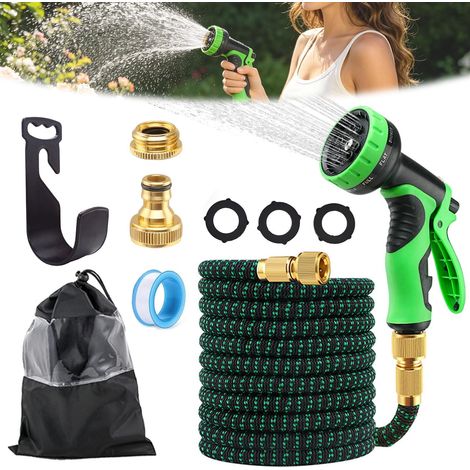 1 Tuyau Arrosage Extensible, 10 Modes Pulvérisation, Connecteur Cuivre, Jardin Flexible, Lavage Voiture (1/5)