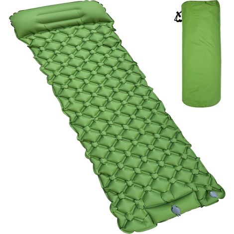 1 Matelas Gonflable, 5cm Épaisseur, Nylon 40D, TPU, Pompe à Pied Intégrée, Oreiller, Camping Randonnée