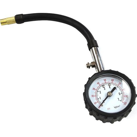 Manomètre de pression des pneus avec tube long (0–100 PSI) — Manomètre de pression des pneus de haute précision, adapté aux voitures, motos et autres modèles de véhicules courants. (1/4)