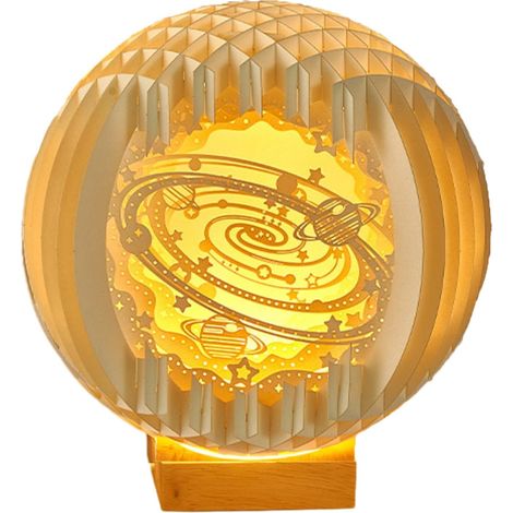 Veilleuse 3D en papier découpé - Lampe de table d'ambiance romantique - Décoration de chambre à coucher - Cadeau idéal pour Noël et anniversaire (1/5)