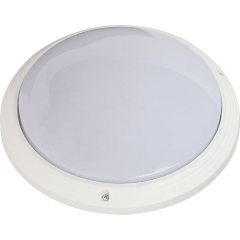 Aric – Plafonnier d'extérieur rond blanc IP65 IK10 – Culot E27 – Puissance 75W max – Lampe non incluse