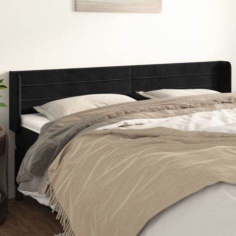 Kopfteil mit Ohren Schwarz 183x16x78/88 cm Samt (1/5)