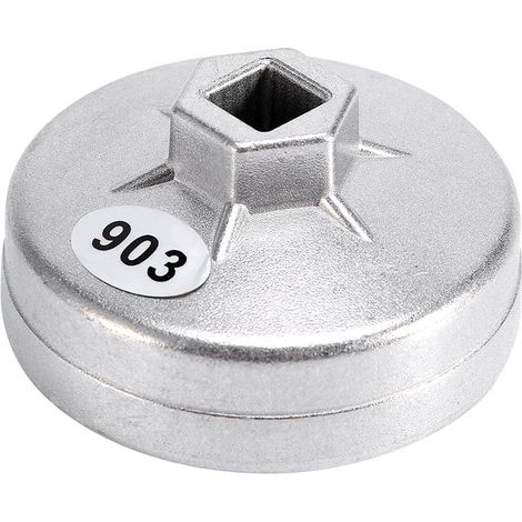 Clé de Filtre à Huile, Clé de Filtre à Huile, 14 Flûte Clé pour Filtre à Huile en Aluminium Douille Clé pour Bouchon de Filtre à Huile Outil de Retrait de clé 903 Argent 74mm (1/5)