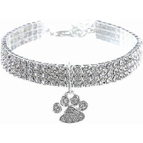 Collier brillant pour chat, élastique et réglable, pour chiot, avec tour de cou en strass.