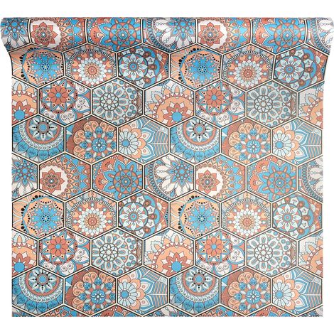 Tappeto Passatoia Cucina Antiscivolo Larghezza Maxi 100 Cm Antimacchia Multiuso Corridoio Soggiorno Lavabile Ingresso Camera Esagoni celeste - 100x150cm (1/5)