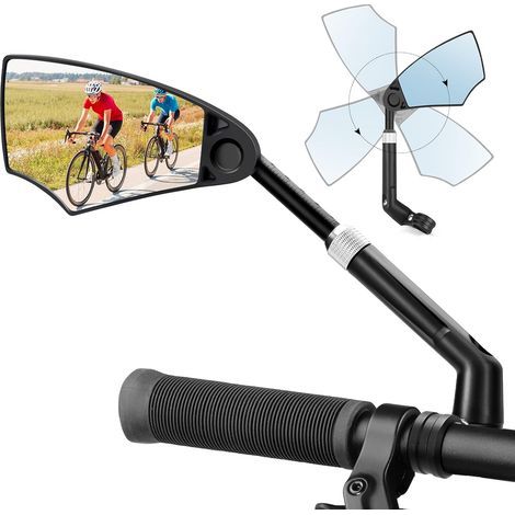 CCYKXA Bicycle Rearview Mirror, 1 Piece Adjustable 360° Rotatable Electric Bike Rearview Mirror HD Glass High Quality Universal Bicycle Handlebar Mirrors 20-23 mm for Electric Scooter, MTB, Scooter