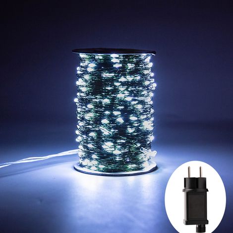 Guirlande lumineuse LED verte (50 m, 500 LED blanches), mini-LED étanches (1/5)