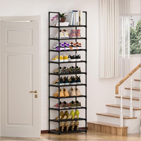 Étagère à Chaussures 10 Niveaux Gain de Place, Organisateur de Chaussures Grande capacité pour 20-25 Paires, Armoire à Chaussures métallique Haute et étroite, pour entrée, Salon, Chambre (1/5)