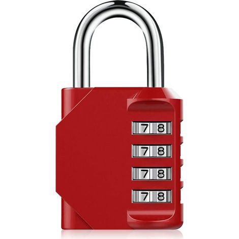 Cadenas à combinaison, cadenas étanche et robuste à 4 chiffres avec code pour casier de gym, casier d'école, boîte à outils, garage, portail de jardin, abri de jardin (1 paquet rouge)