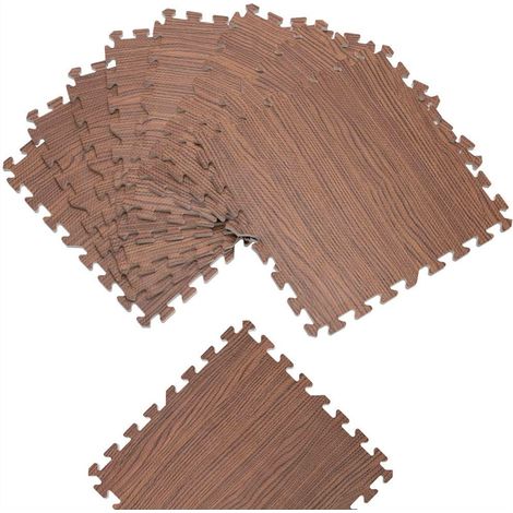 Lot de 8 tapis puzzle effet bois – 45 x 45 cm – Protection de sol – Antidérapant – Isolant phonique – EVA – Idéal pour salle de sport et jeux (1/5)