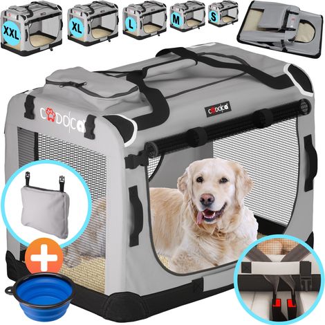 CADOCA Cage de transport pour animaux chien chat rongeur Respirant Pliable Sac de transport Matelas douillet Sac Panier M - Gris