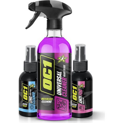 OC1 CASCO E VISIERA SET Detergente per lenti 100ml + Antiappannante 100ml + Detergente universale 0,45L