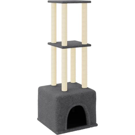 Albero per Gatti con Tiragraffi in Sisal Grigio Scuro 133,5 cm vidaXL (1/5)
