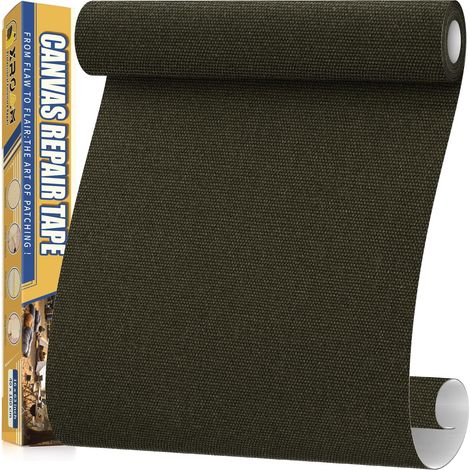 Tissu Autocollant Reparation Vert Armée, 40x160cm Patch Autocollant Textile Imperméable en Toile, Extérieur Patch Réparation Tissu pour Canapés, Siège Auto, Tentes, Bâche, Auvents, Parasol (1/5)