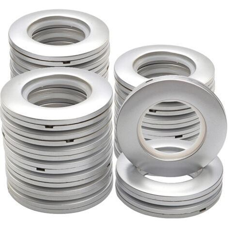BUNTHAUS (Argento) 32 Anelli per tende, Occhielli a clip, Plastica, Diametro interno 40 mm, Anelli fai da te (1/5)