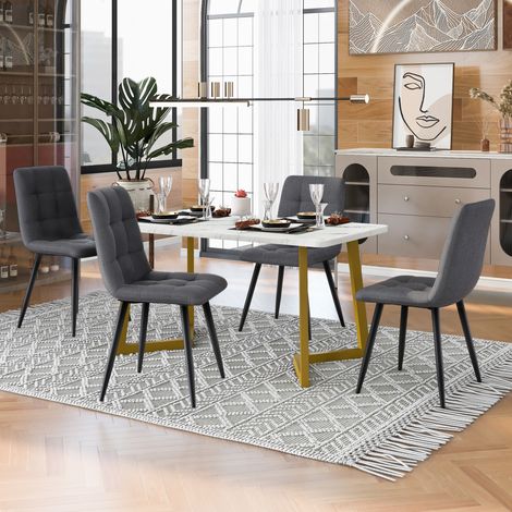 Conjunto mesa comedor 4 sillas MDF gris OKMYHOME (1/5)