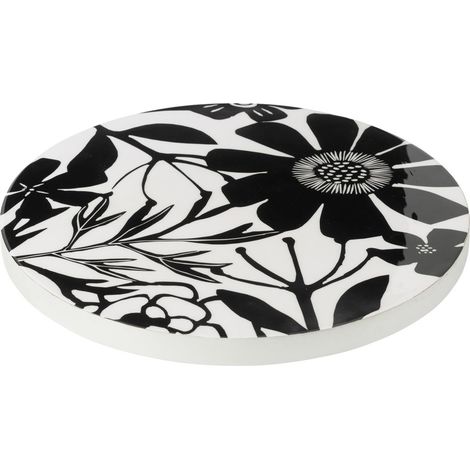 Plateau Tournant en Bois "Tod" 45cm Noir & Blanc