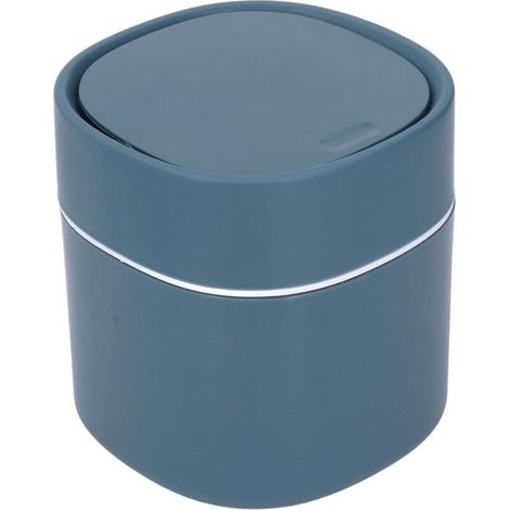 Tischabfalleimer mit Deckel – Kompakter 2-Liter-ABS-Abfalleimer für Büro, Schlafzimmer und Badezimmer – Maße: 13 x 14 cm – Marineblau