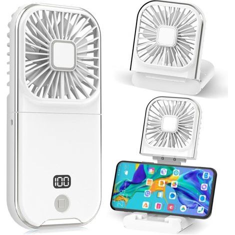 Mini-Ventilator, tragbar, USB-aufladbar, leise, ideal für Büro, Zuhause, im Freien und zum Schlafen (weiß) (1/5)