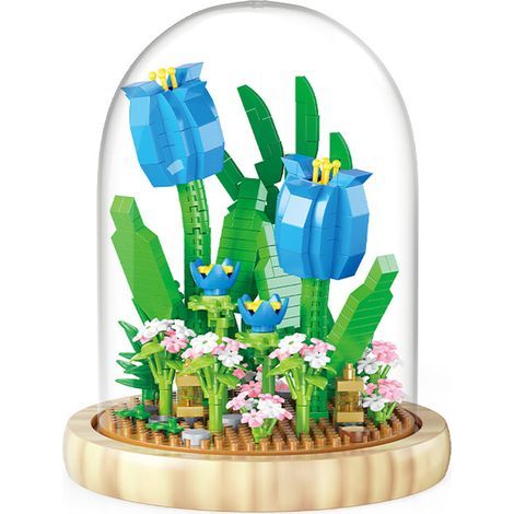 Bouquet Building Set - Glass Dome with Base and Dust Cover - Home Decor Display Kit - 1 Unit (1/5)