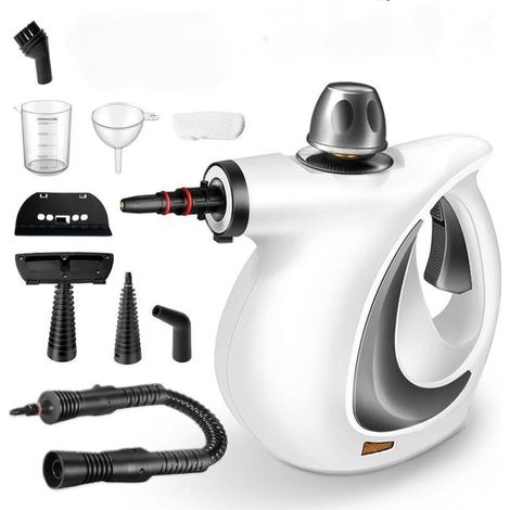 Nettoyeur Vapeur Portable, Nettoyeur à Vapeur Portatif Polyvalent avec Verrouillage de Sécurité et 9 Accessoires pour la Salle de Bain, les Fenêtres la Cuisine