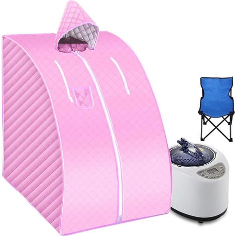 Kit de sauna portatif Tente à vapeur portable, sauna, bain à domicile, 1000 W, 2,0 L, comprend une chaise pliable, facilite l'insomnie, support de tuyau en acier inoxydable Tente de sauna personnelle