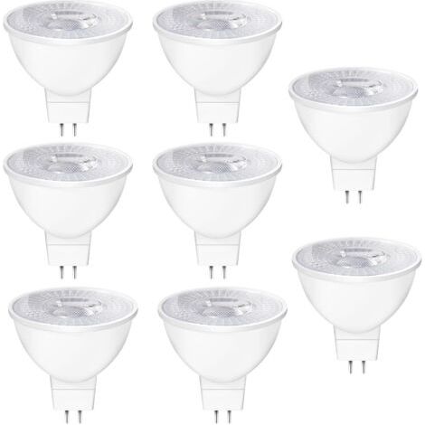 Ampoules LED GU5.3 MR16 12V, 5W Equivalent à 50W Lampe Traditionnelle, Blanc Chaud 2700K, 550LM, 38° Angle, Ampoules LED Spot MR16 12V AC/DC Lampe Réflecteur Non Dimmable,Lot de 8 [Classe énergétique
