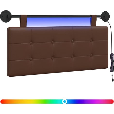 Maison Exclusive - Tête de lit suspendue Avec lumière LED Marron Simili cuir