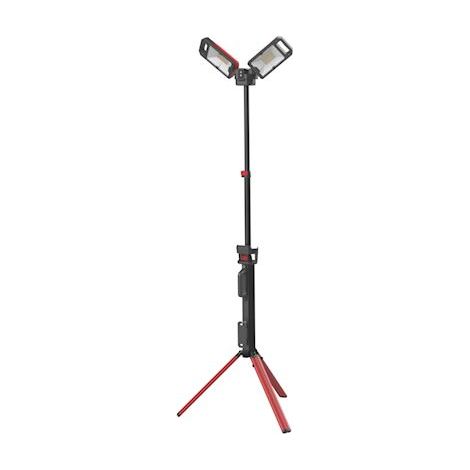 Lampadaire de chantier double tête LED rechargeable – 3 intensités – Têtes orientables pour éclairage ciblé – 625048 – Bizline