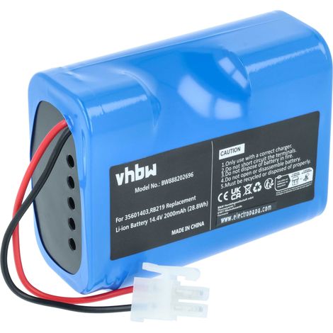 vhbw Batería compatible con Hoover RBC040/1011, RBC040/1019, RBC040011, RBC040019, RBC050 robot limpieza (2000 mAh, 14,4 V, Li-Ion)