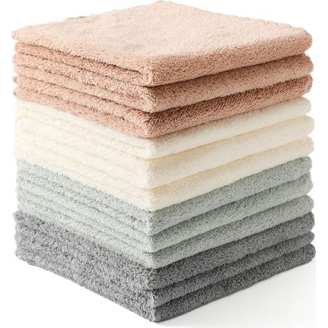 Lot de 12 chiffons de nettoyage, chiffons en microfibre ultra-doux, absorbants et à séchage rapide (plusieurs couleurs)