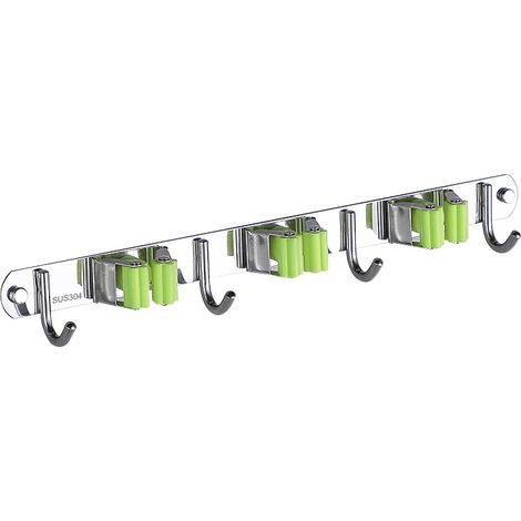 Porte-balai mural acier inoxydable pour cuisine salle bain jardin (1/5)