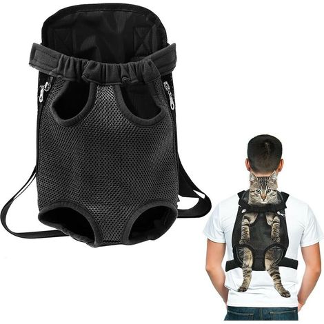 Front-Facing Backpack for Small and Medium Dogs, Pet Travel Accessory Bag for Dogs and Cats, Black (M)