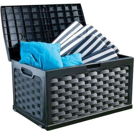 CASSAPANCA CONTENITORE RATTAN STYLE IN PLASTICA WICKER 116X56XH58 CM ANTRACITE (1/2)